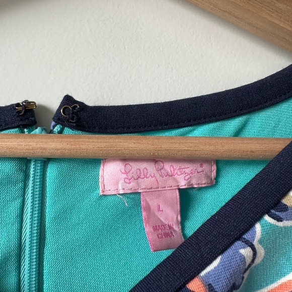 Lilly Pulitzer Francesca sheath Dress: Aqua Bait & Switch Large - Picture 4 of 12